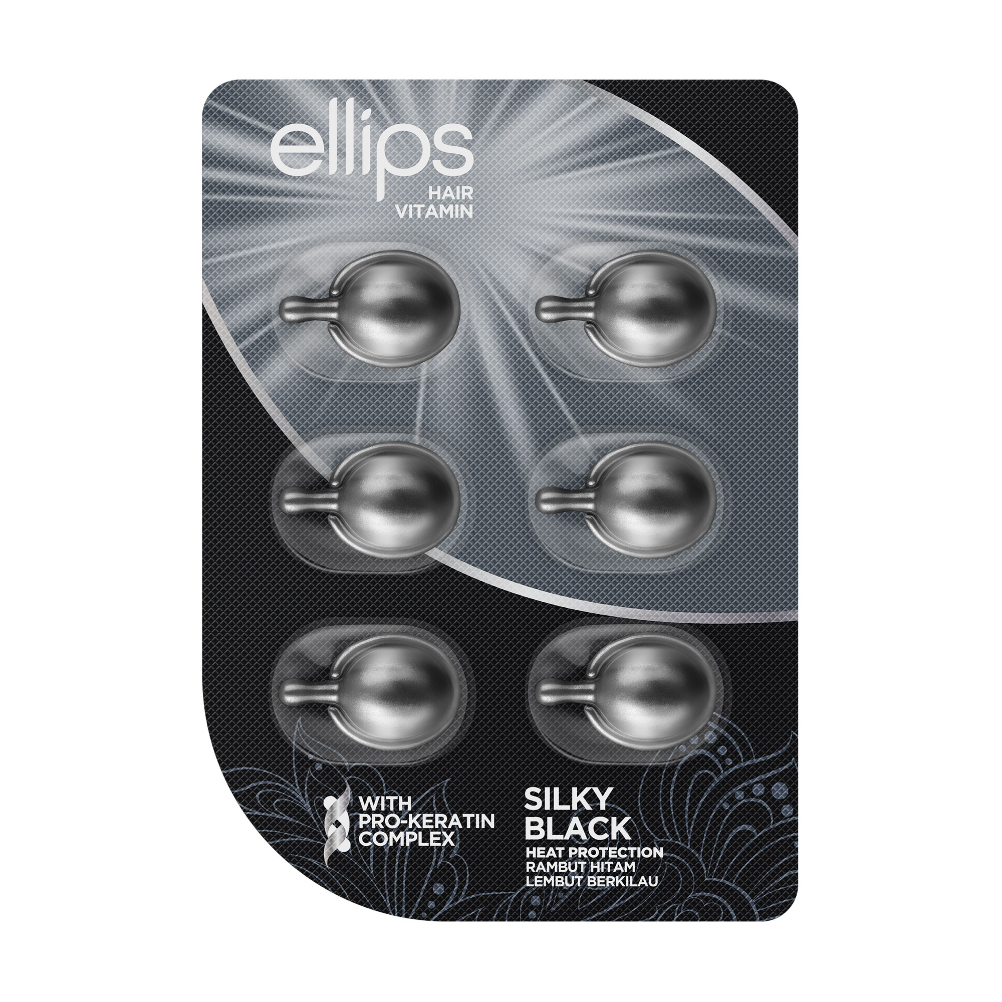 Вітаміни для волосся Ellips Hair Vitamin Silky Black Шовкова ніч з Pro-кератиновим комплексом, 6*1 мл